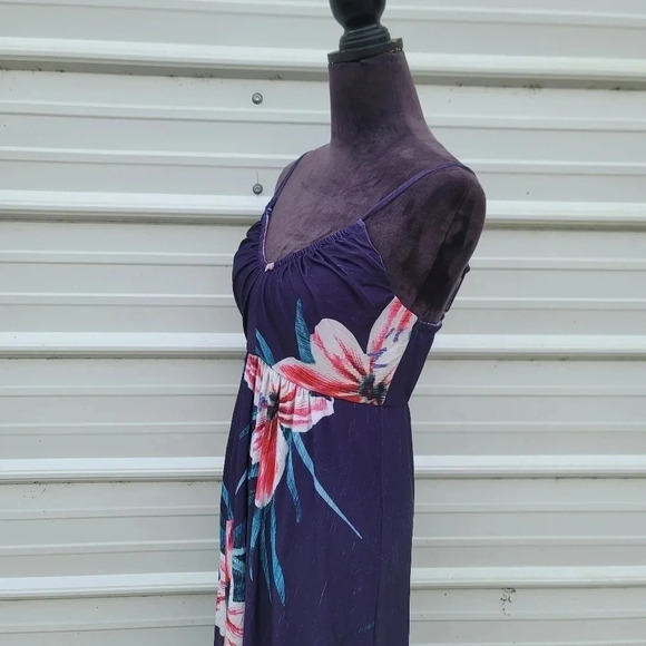 CATHERINE MALANDRINO Purple Floral Halter Dress Hi Low Tie Neck Stretch Lined S - Picture 12 of 12
